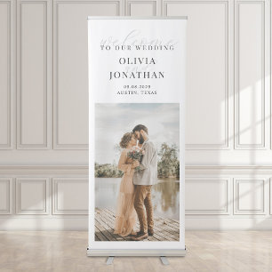 Minimalist Photo Welcome To Our Wedding Retractable Banner