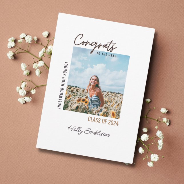 Minimalist Photo White Graduation Announcement (Creator Uploaded)