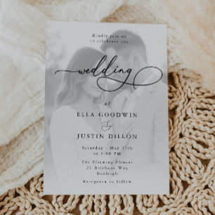Minimalist Photo with Elegant Script Wedding Invitation