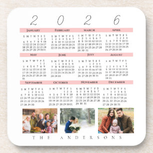 Minimalist Photo Yearly 2026 Calendar Keepsake Coaster