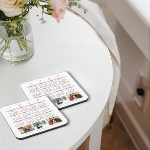 Minimalist Photo Yearly 2026 Calendar Keepsake  Coaster