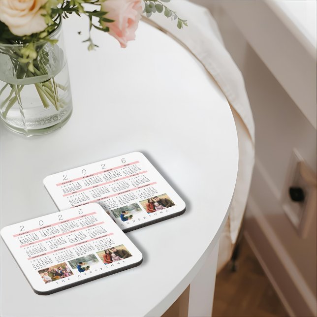 Minimalist Photo Yearly 2026 Calendar Keepsake  Coaster (Minimalist Photo Yearly 2026 Calendar Keepsake Beverage Coaster)