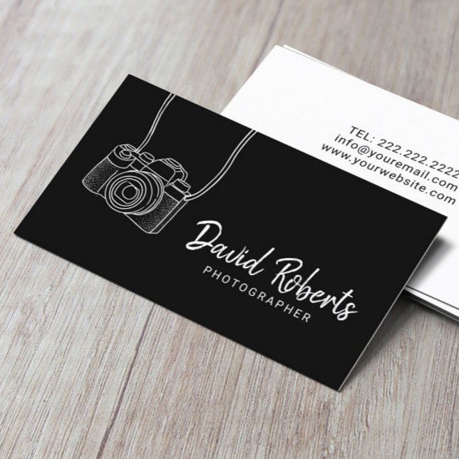 Minimalist Photographer Camera Black Photography B Business Card (Creator Uploaded)
