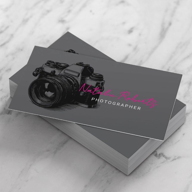 Minimalist Photographer Camera Dark Photography Business Card (Creator Uploaded)
