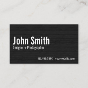 Minimalist Photographer Dark Wood Business Card