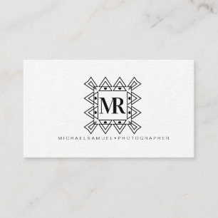 Minimalist Photographer Deco Black Business Card