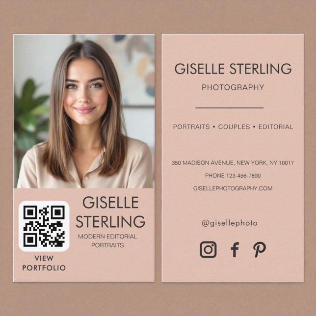 Minimalist Photographer Photo QR Code Social Media Business Card (Creator Uploaded)