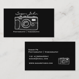 Minimalist Photographer Videographer Hand Drawn  Business Card