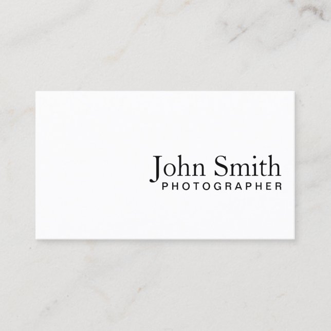 Minimalist Photography Photographer Business Card (Front)