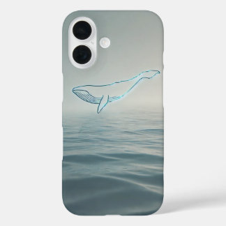 Minimalist Photorealistic Whale Outline iPhone 16 Case