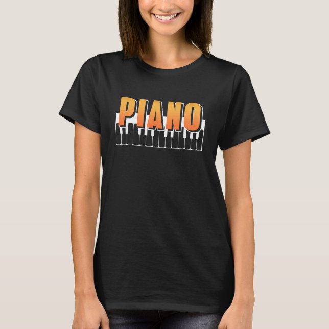 Minimalist Piano Keyboard Graphic for Music Fans T-Shirt (Front)