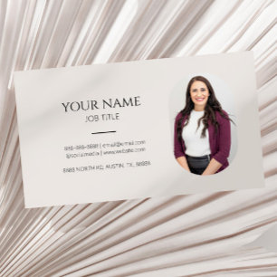 Minimalist Picture Photo Professional Modern Beige Business Card