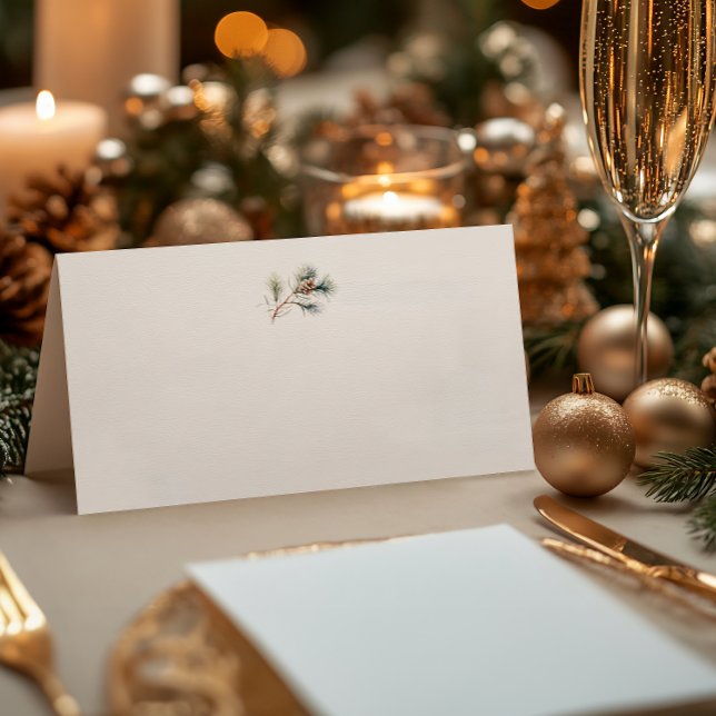 Minimalist Pine Branch Winter Wedding Place Card (Creator Uploaded)