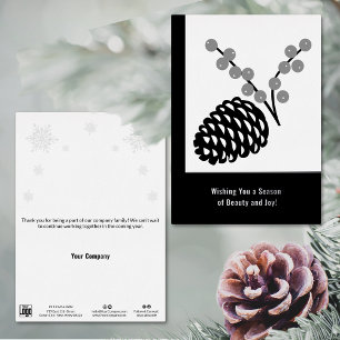 Minimalist Pine Cone Foil Business Holiday Card