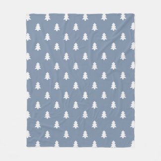 Minimalist Pine Tree Blue Boho Farmhouse Winter Fleece Blanket