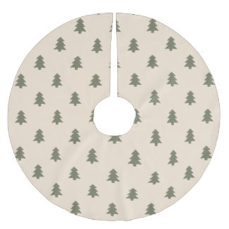 Minimalist Pine Tree Neutral Boho Farmhouse Beige Brushed Polyester Tree Skirt