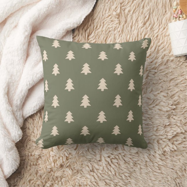 Minimalist Pine Tree Neutral Boho Farmhouse Winter Cushion (Blanket)
