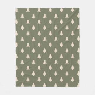 Minimalist Pine Tree Neutral Boho Farmhouse Winter Fleece Blanket