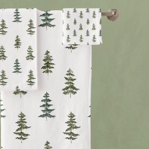 Minimalist Pine Tree Pattern Bath Towel Set