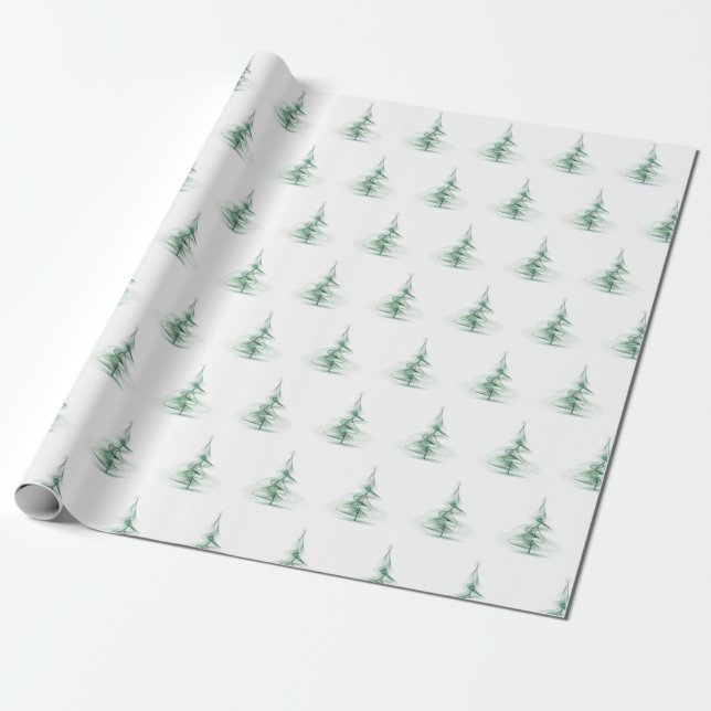 Minimalist pine tree pattern christmas wrapping paper (Unrolled)