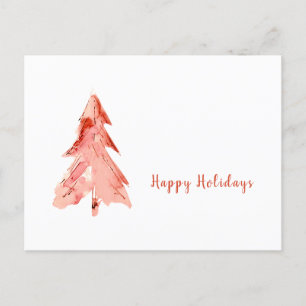 Minimalist Pine Tree Red Watercolor Custom Postcard