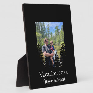 Minimalist pine tree silhouette personalise photo plaque