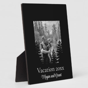 Minimalist pine tree silhouette personalise photo plaque