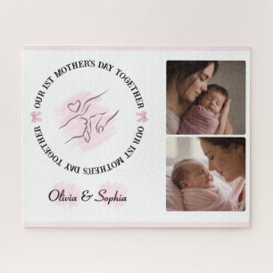 Minimalist Pink 1st Mother's Day Custom Keepsake Jigsaw Puzzle
