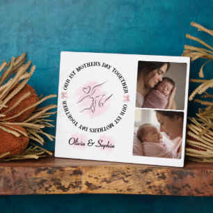 Minimalist Pink 1st Mother's Day Custom Keepsake Plaque