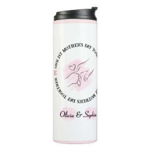 Minimalist Pink 1st Mother's Day Custom Keepsake Thermal Tumbler