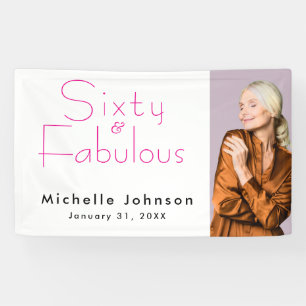 Minimalist Pink 60 & Fabulous 60th Birthday Party Banner