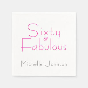 Minimalist Pink 60 & Fabulous 60th Birthday Party Napkin