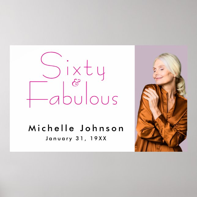 Minimalist Pink 60 & Fabulous 60th Birthday Party Poster (Front)