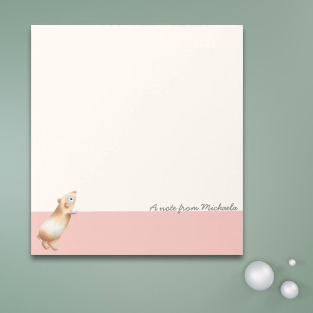 Minimalist Pink and Cream Hamster Personalised Notepad (Creator Uploaded)