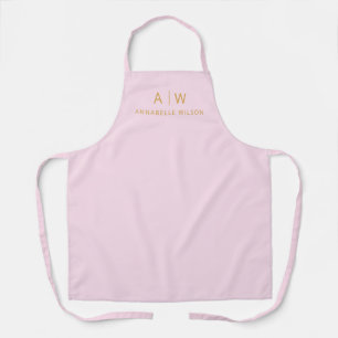 Minimalist Pink and Gold Modern Monogram Apron