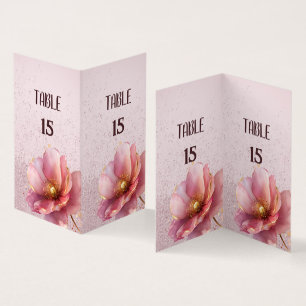 Minimalist Pink and Gold Poppy Wedding Business Card