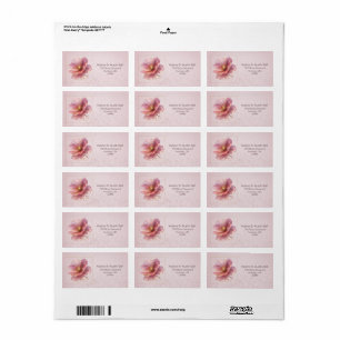 Minimalist Pink and Gold Poppy Wedding Label