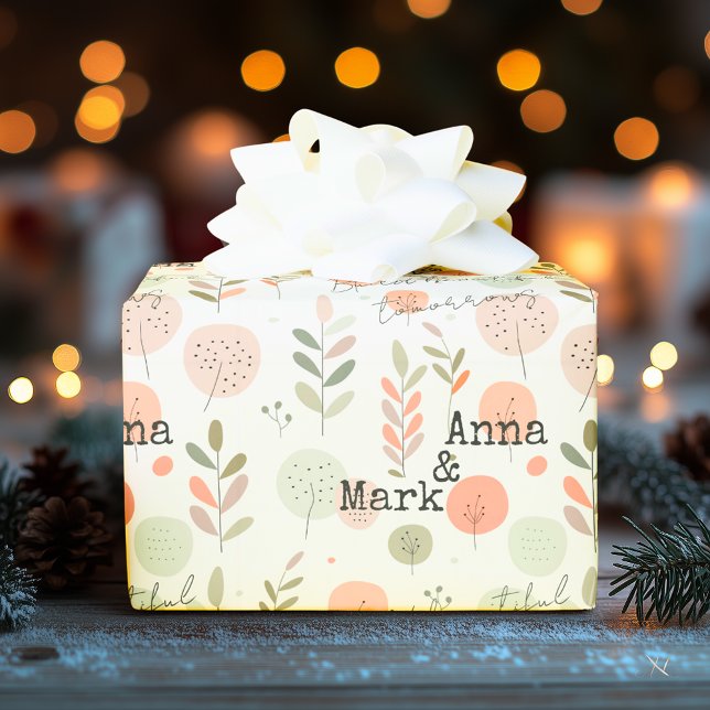 Minimalist pink and green tones and modern motifs  wrapping paper (Creator Uploaded)