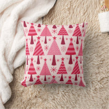 Minimalist Pink and Red Christmas Trees Pattern
