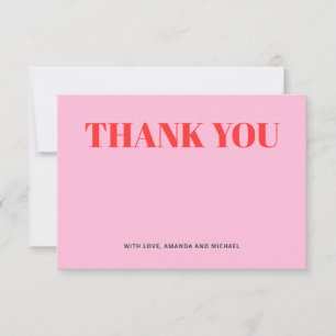 Minimalist Pink and Red Thank You Card