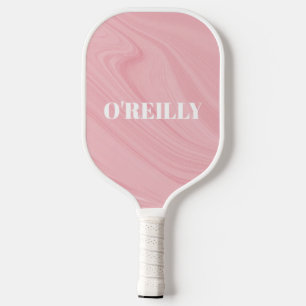 Minimalist Pink and White Modern Monogram  Pickleball Paddle