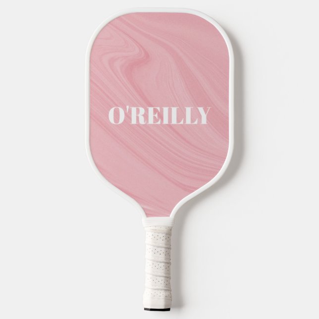 Minimalist Pink and White Modern Monogram  Pickleball Paddle (Back)