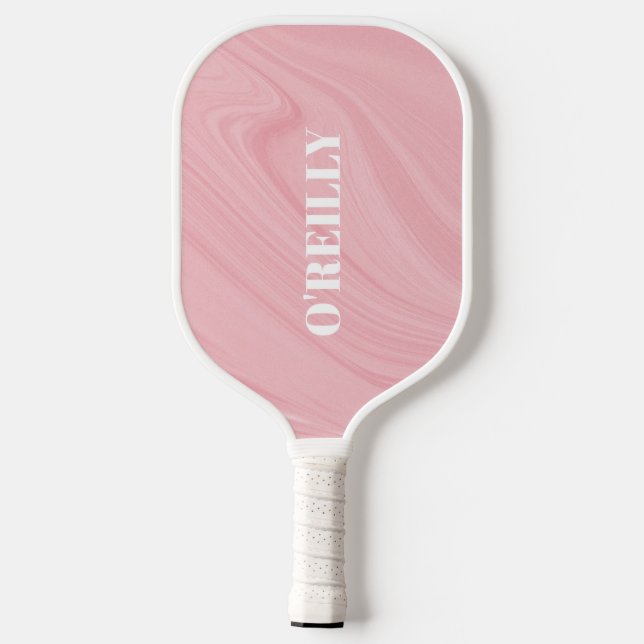 Minimalist Pink and White Modern Monogram  Pickleball Paddle (Back)