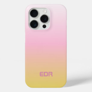 Minimalist Pink and Yellow Gradient Monogram iPhone 15 Pro Case