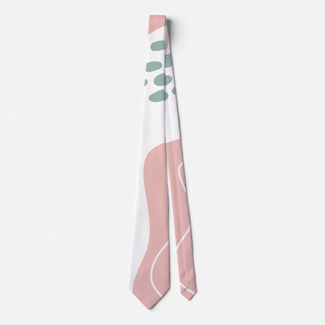 Minimalist Pink Aqua and White  Neck Tie (Front)
