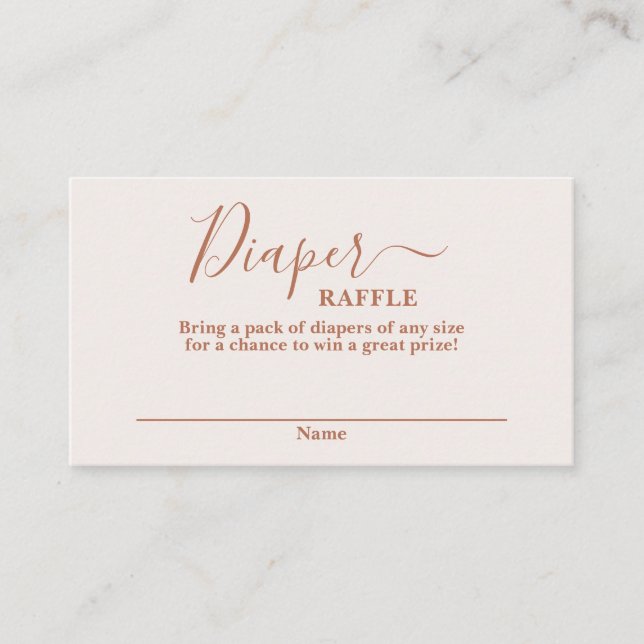 Minimalist Pink baby shower Diaper Raffle Card (Front)