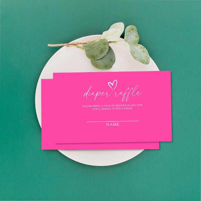Minimalist pink baby shower diaper raffle ticket enclosure card (Creator Uploaded)