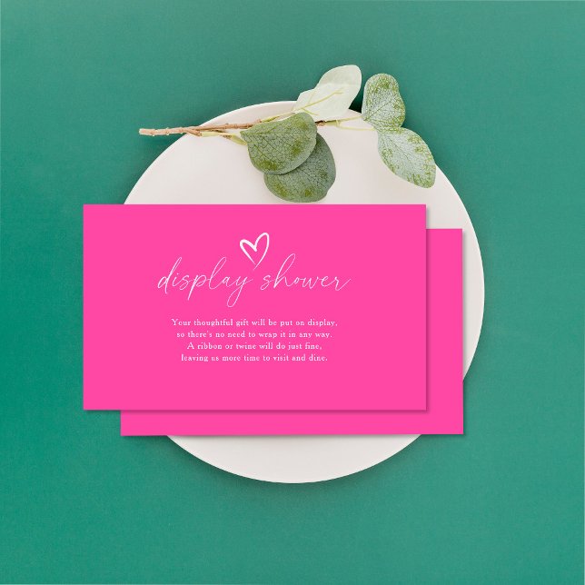 Minimalist pink baby shower display shower enclosure card (Creator Uploaded)