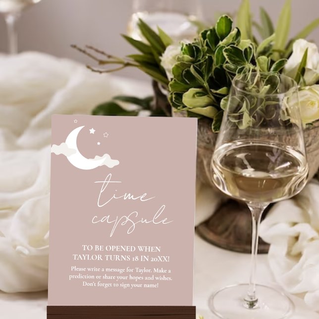 Minimalist pink Baby Shower Time Capsule Sign (Creator Uploaded)