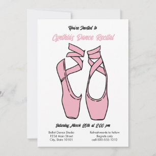 Minimalist Pink Ballet Dance Recital Invitation